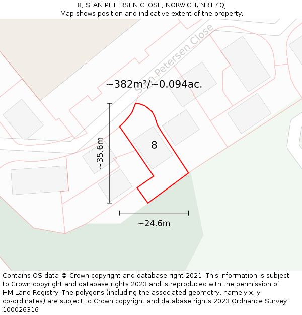 8, STAN PETERSEN CLOSE, NORWICH, NR1 4QJ: Plot and title map