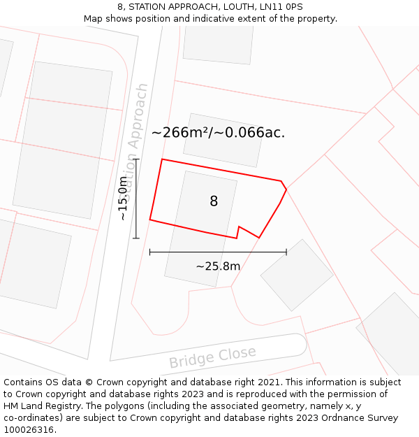 8, STATION APPROACH, LOUTH, LN11 0PS: Plot and title map