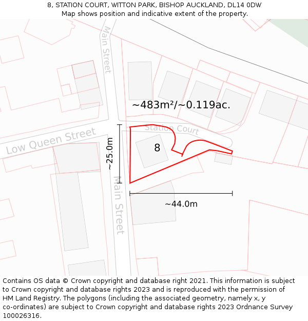 8, STATION COURT, WITTON PARK, BISHOP AUCKLAND, DL14 0DW: Plot and title map