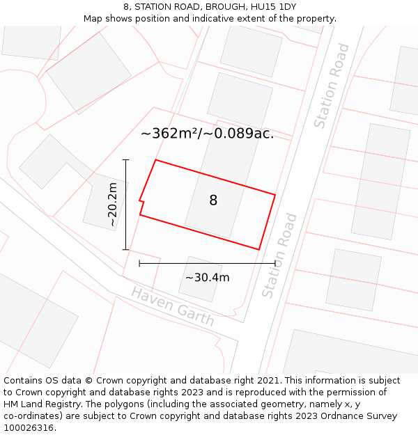 8, STATION ROAD, BROUGH, HU15 1DY: Plot and title map