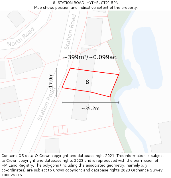 8, STATION ROAD, HYTHE, CT21 5PN: Plot and title map