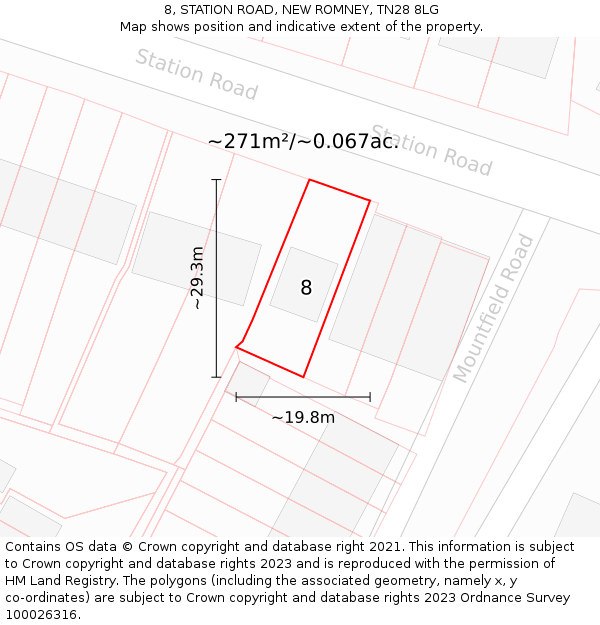 8, STATION ROAD, NEW ROMNEY, TN28 8LG: Plot and title map