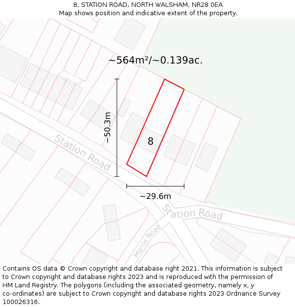 8, STATION ROAD, NORTH WALSHAM, NR28 0EA: Plot and title map