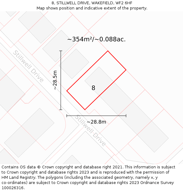 8, STILLWELL DRIVE, WAKEFIELD, WF2 6HF: Plot and title map