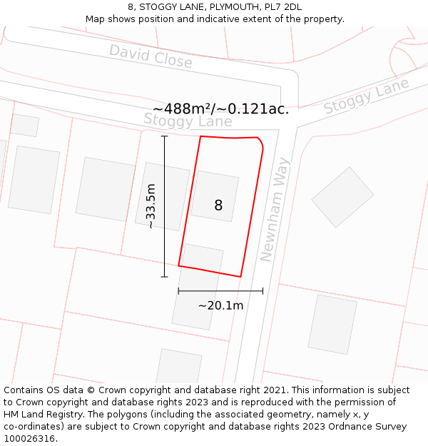 8, STOGGY LANE, PLYMOUTH, PL7 2DL: Plot and title map