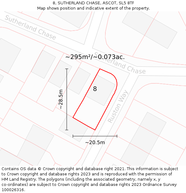 8, SUTHERLAND CHASE, ASCOT, SL5 8TF: Plot and title map