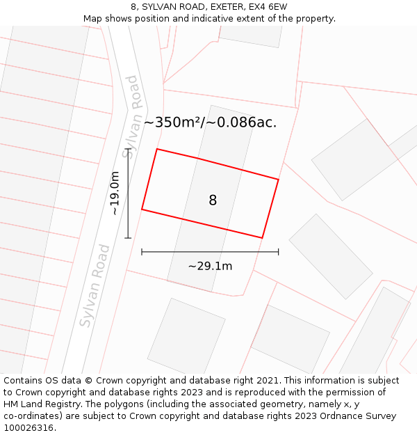 8, SYLVAN ROAD, EXETER, EX4 6EW: Plot and title map