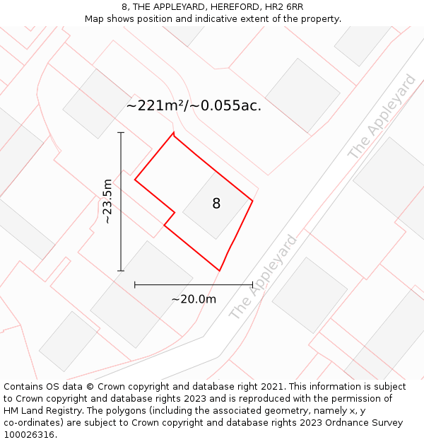 8, THE APPLEYARD, HEREFORD, HR2 6RR: Plot and title map