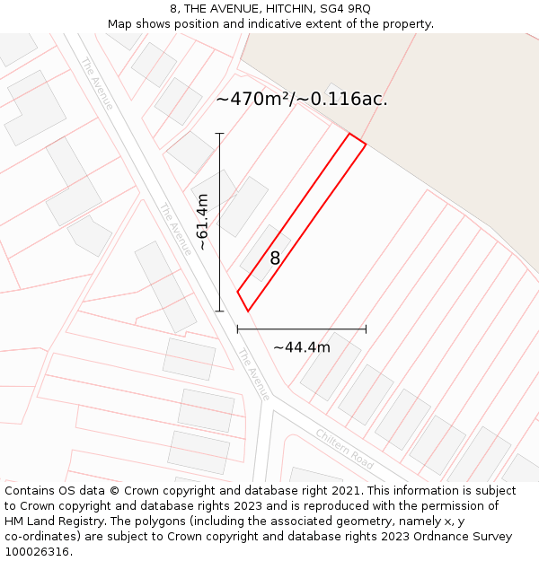 8, THE AVENUE, HITCHIN, SG4 9RQ: Plot and title map