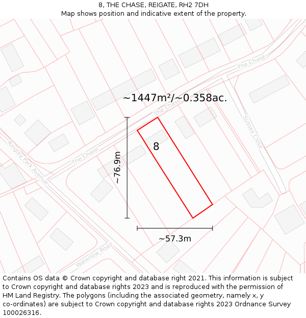 8, THE CHASE, REIGATE, RH2 7DH: Plot and title map