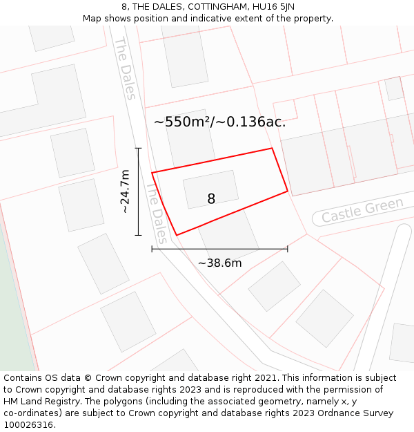 8, THE DALES, COTTINGHAM, HU16 5JN: Plot and title map