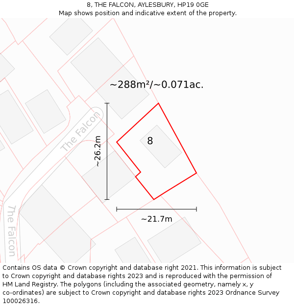 8, THE FALCON, AYLESBURY, HP19 0GE: Plot and title map