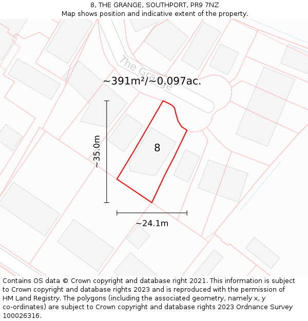 8, THE GRANGE, SOUTHPORT, PR9 7NZ: Plot and title map