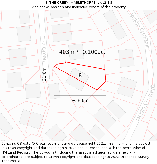 8, THE GREEN, MABLETHORPE, LN12 1JS: Plot and title map