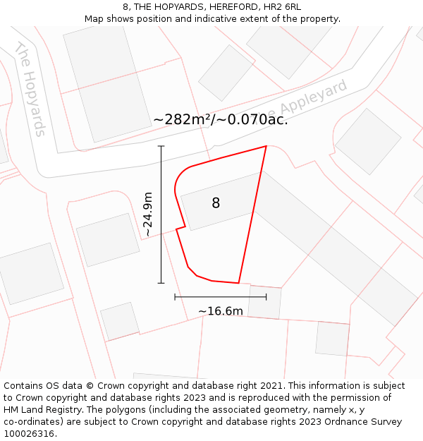 8, THE HOPYARDS, HEREFORD, HR2 6RL: Plot and title map