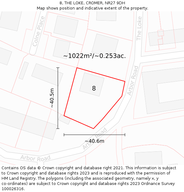 8, THE LOKE, CROMER, NR27 9DH: Plot and title map