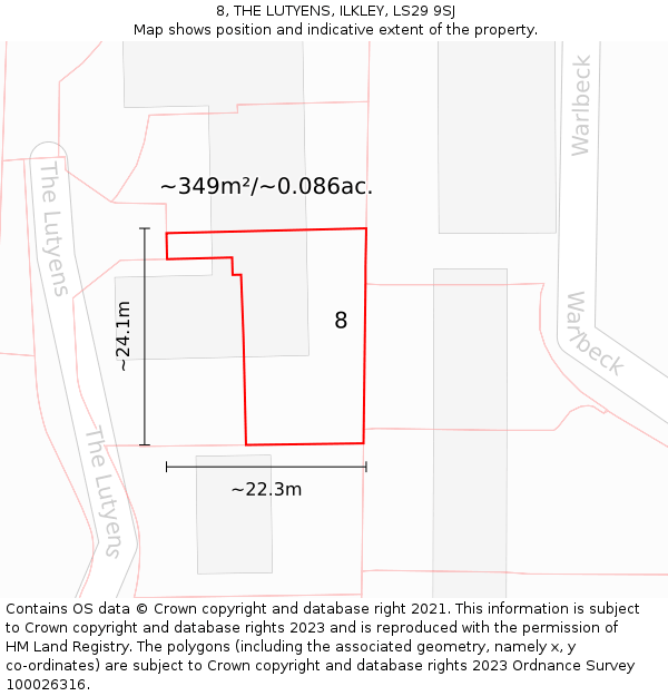 8, THE LUTYENS, ILKLEY, LS29 9SJ: Plot and title map