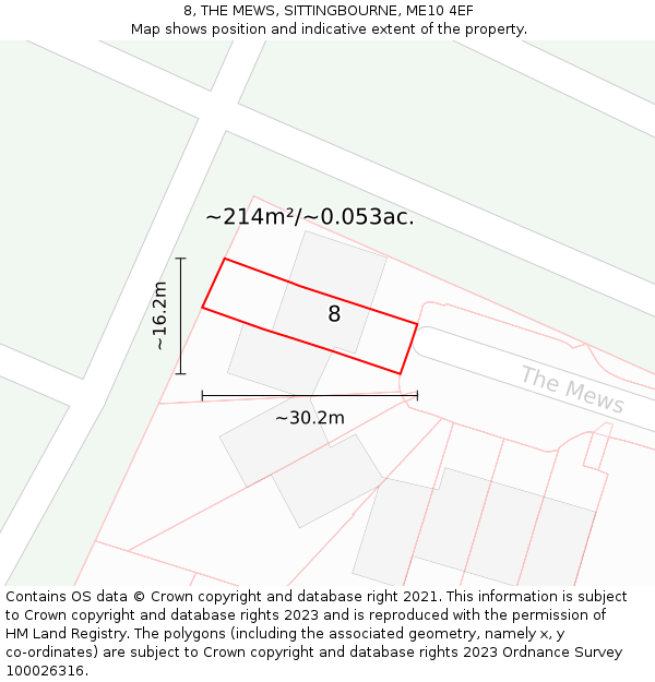 8, THE MEWS, SITTINGBOURNE, ME10 4EF: Plot and title map