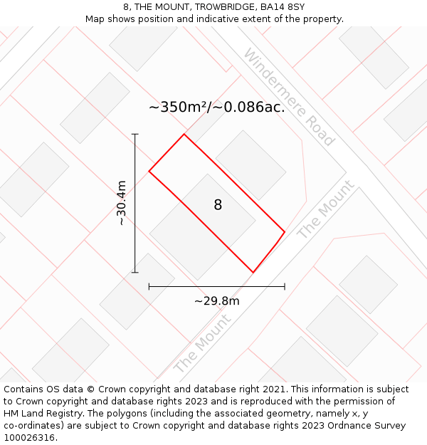 8, THE MOUNT, TROWBRIDGE, BA14 8SY: Plot and title map