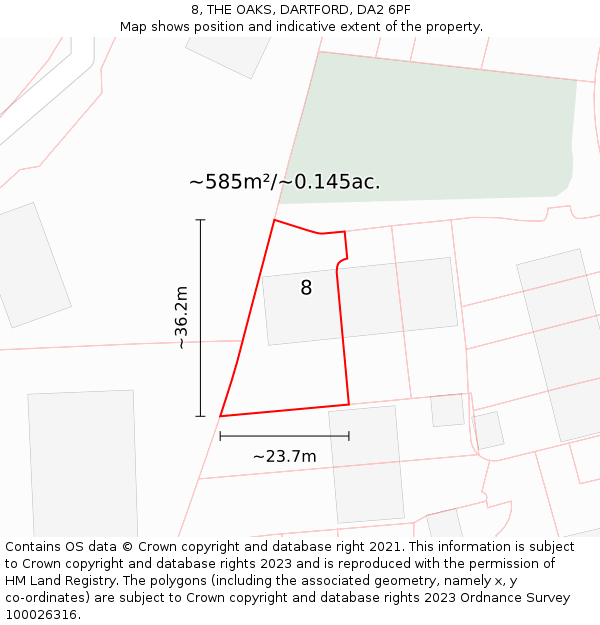 8, THE OAKS, DARTFORD, DA2 6PF: Plot and title map