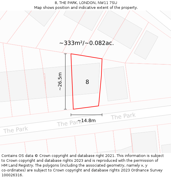 8, THE PARK, LONDON, NW11 7SU: Plot and title map