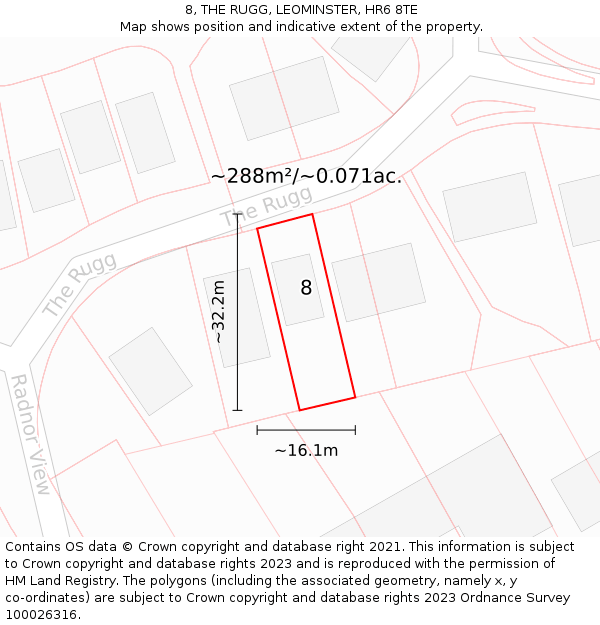8, THE RUGG, LEOMINSTER, HR6 8TE: Plot and title map