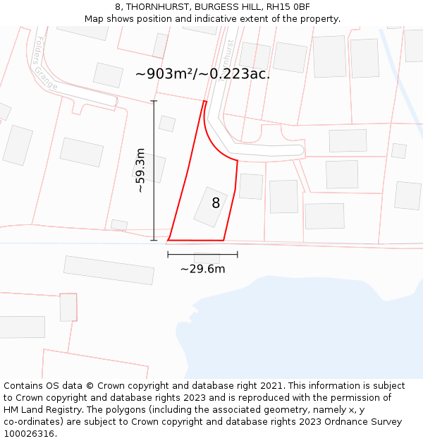 8, THORNHURST, BURGESS HILL, RH15 0BF: Plot and title map