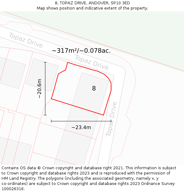 8, TOPAZ DRIVE, ANDOVER, SP10 3ED: Plot and title map