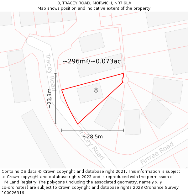 8, TRACEY ROAD, NORWICH, NR7 9LA: Plot and title map