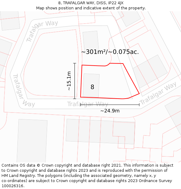 8, TRAFALGAR WAY, DISS, IP22 4JX: Plot and title map