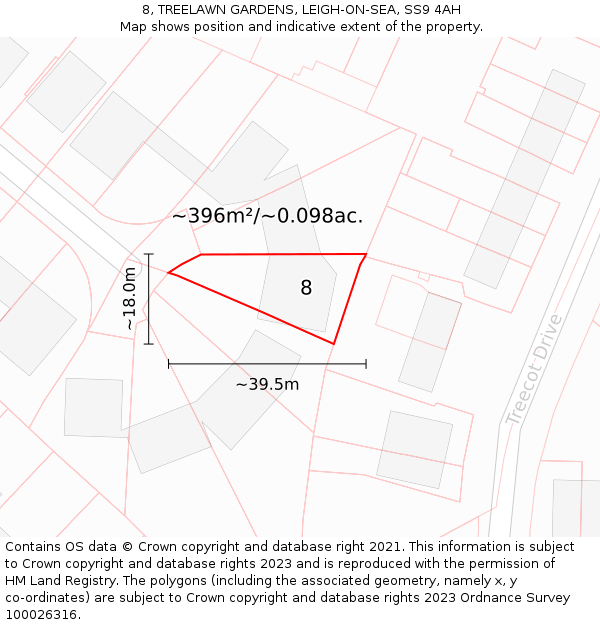 8, TREELAWN GARDENS, LEIGH-ON-SEA, SS9 4AH: Plot and title map