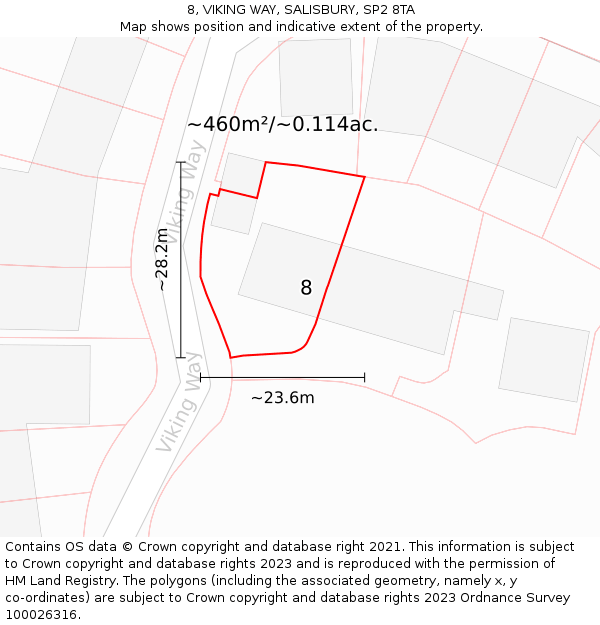 8, VIKING WAY, SALISBURY, SP2 8TA: Plot and title map