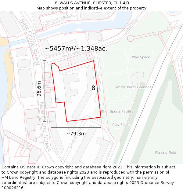 8, WALLS AVENUE, CHESTER, CH1 4JB: Plot and title map