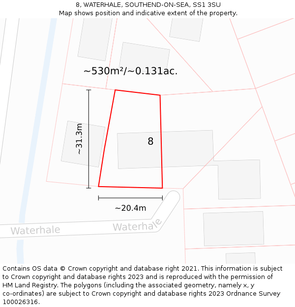 8, WATERHALE, SOUTHEND-ON-SEA, SS1 3SU: Plot and title map