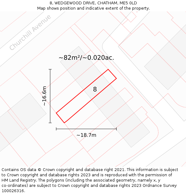 8, WEDGEWOOD DRIVE, CHATHAM, ME5 0LD: Plot and title map