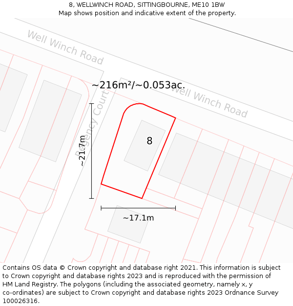 8, WELLWINCH ROAD, SITTINGBOURNE, ME10 1BW: Plot and title map