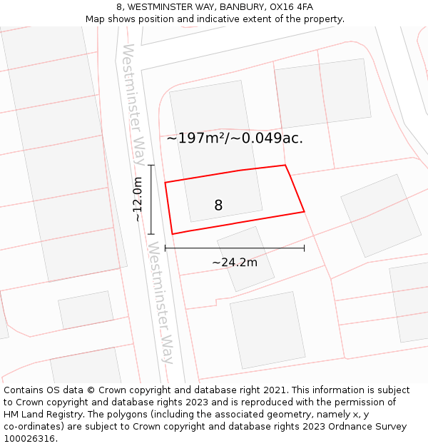 8, WESTMINSTER WAY, BANBURY, OX16 4FA: Plot and title map