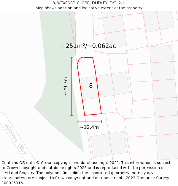 8, WEXFORD CLOSE, DUDLEY, DY1 2UL: Plot and title map