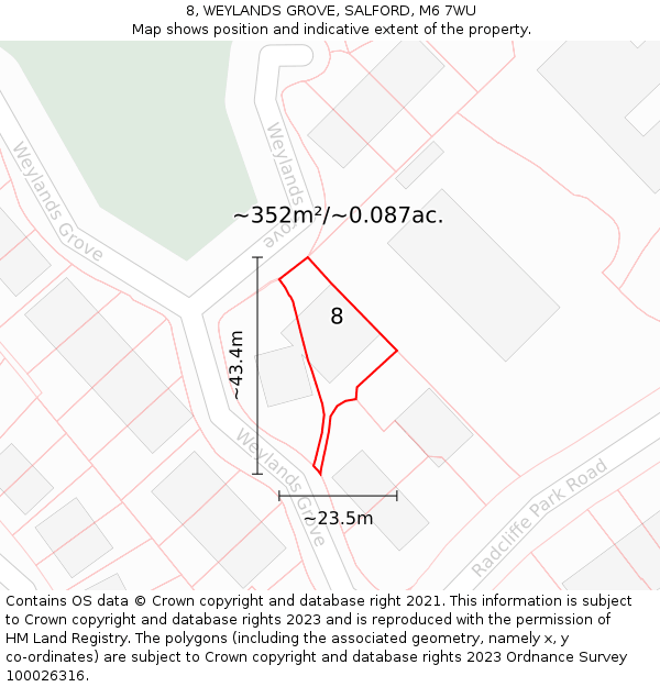 8, WEYLANDS GROVE, SALFORD, M6 7WU: Plot and title map