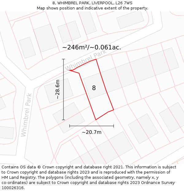 8, WHIMBREL PARK, LIVERPOOL, L26 7WS: Plot and title map