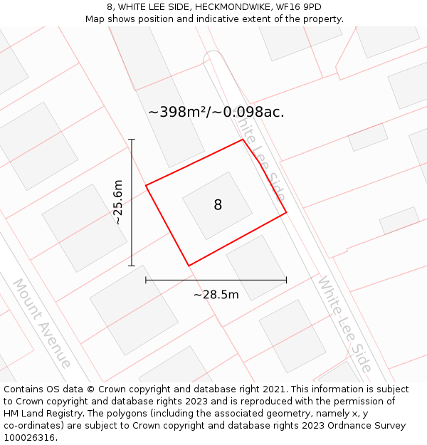 8, WHITE LEE SIDE, HECKMONDWIKE, WF16 9PD: Plot and title map