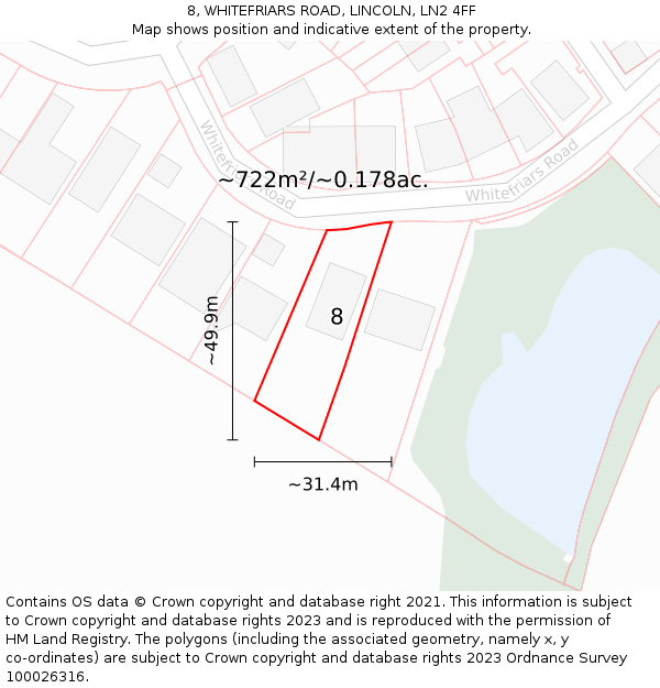 8, WHITEFRIARS ROAD, LINCOLN, LN2 4FF: Plot and title map