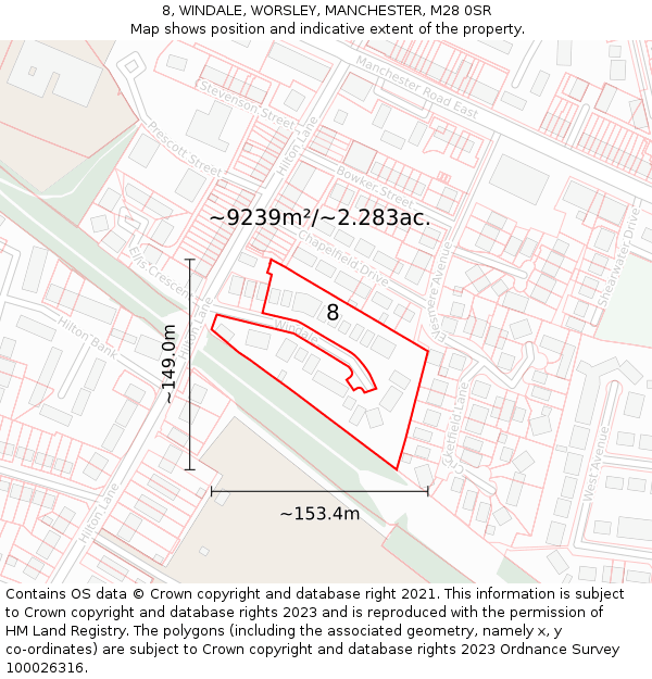 8, WINDALE, WORSLEY, MANCHESTER, M28 0SR: Plot and title map