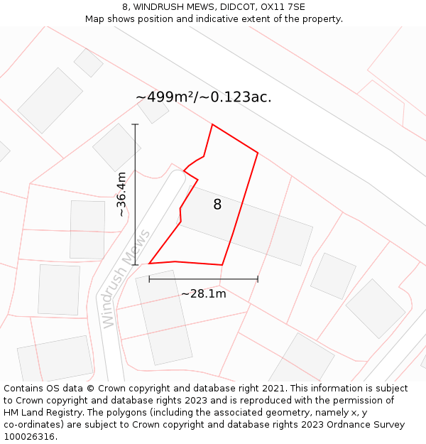 8, WINDRUSH MEWS, DIDCOT, OX11 7SE: Plot and title map