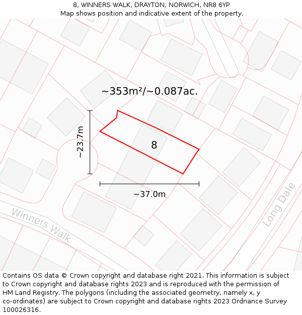 8, WINNERS WALK, DRAYTON, NORWICH, NR8 6YP: Plot and title map