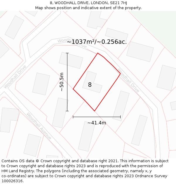8, WOODHALL DRIVE, LONDON, SE21 7HJ: Plot and title map