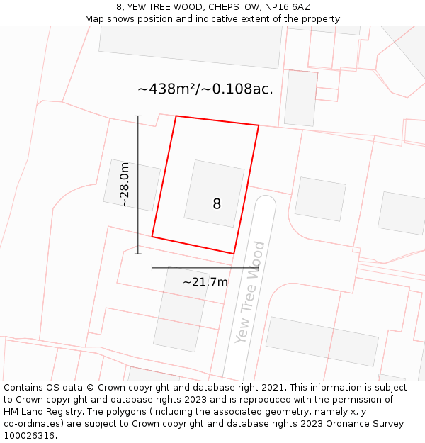 8, YEW TREE WOOD, CHEPSTOW, NP16 6AZ: Plot and title map