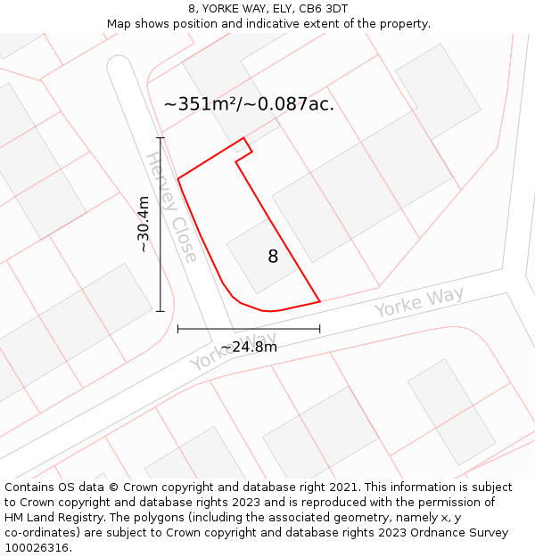 8, YORKE WAY, ELY, CB6 3DT: Plot and title map