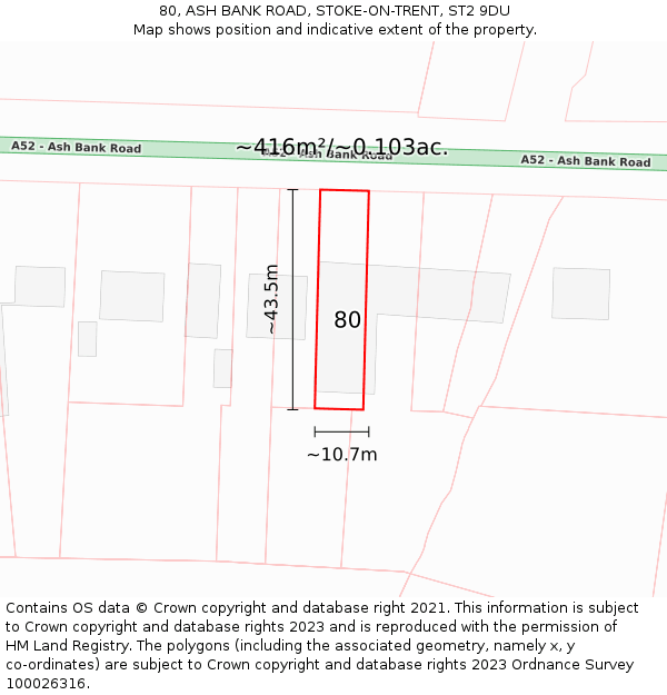 80, ASH BANK ROAD, STOKE-ON-TRENT, ST2 9DU: Plot and title map