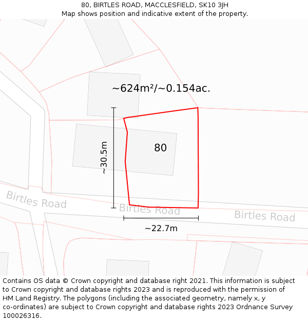 80, BIRTLES ROAD, MACCLESFIELD, SK10 3JH: Plot and title map